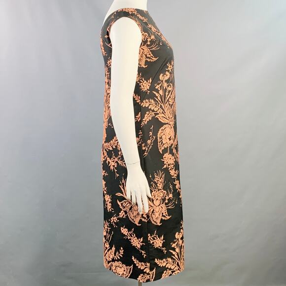 Size 10 Black Pink Polyester Blend Floral Jacquard Cocktail Dress - Picture 3 of 7